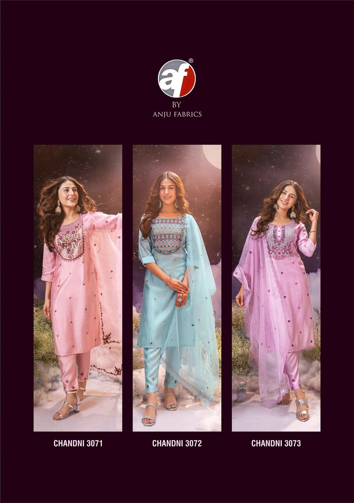 ANJU FABRICS CHANDANI VISCOSE SILK KURTI PANT 3PCS SET WITH DUPATTA WHOLESALER (8)